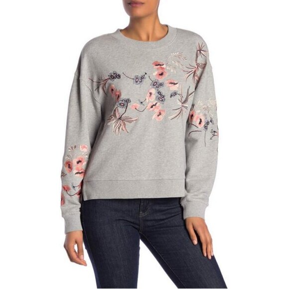 💕ALLSAINTS💕 Margot Floral Embroidered Cotton Jersey Sweatshirt ~ Oversized XS - Picture 4 of 14